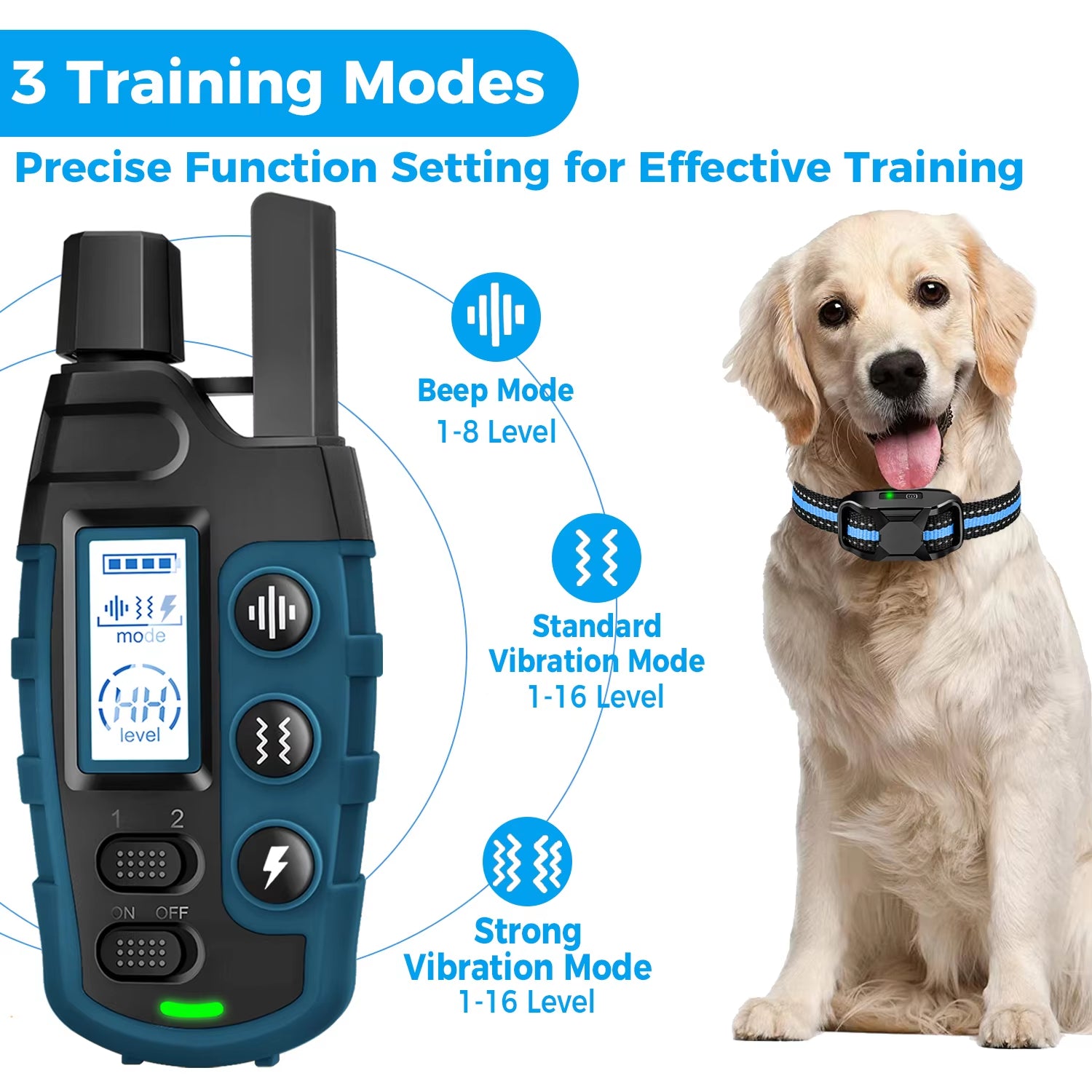 No Shock 3300Ft Dog Training Collar with Remote Rechargeable Waterproof E Collar with Beep Vibration High Quality Pet Training