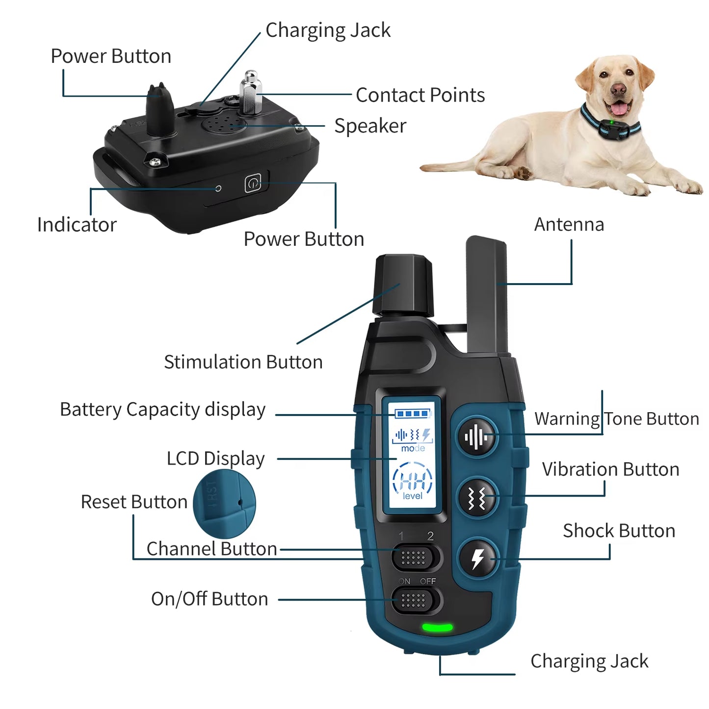 No Shock 3300Ft Dog Training Collar with Remote Rechargeable Waterproof E Collar with Beep Vibration High Quality Pet Training