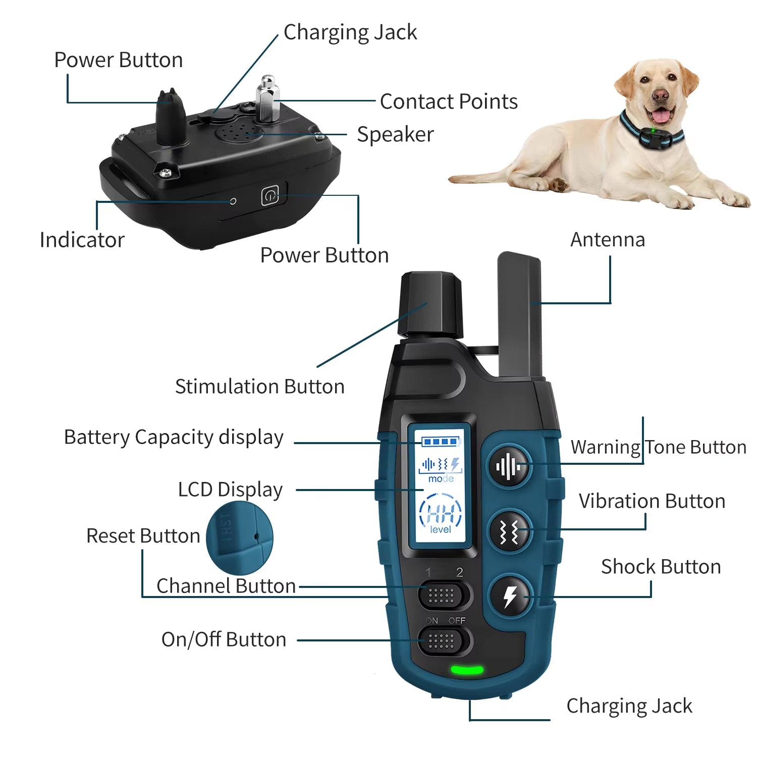 No Shock 3300Ft Dog Training Collar with Remote Rechargeable Waterproof E Collar with Beep Vibration High Quality Pet Training