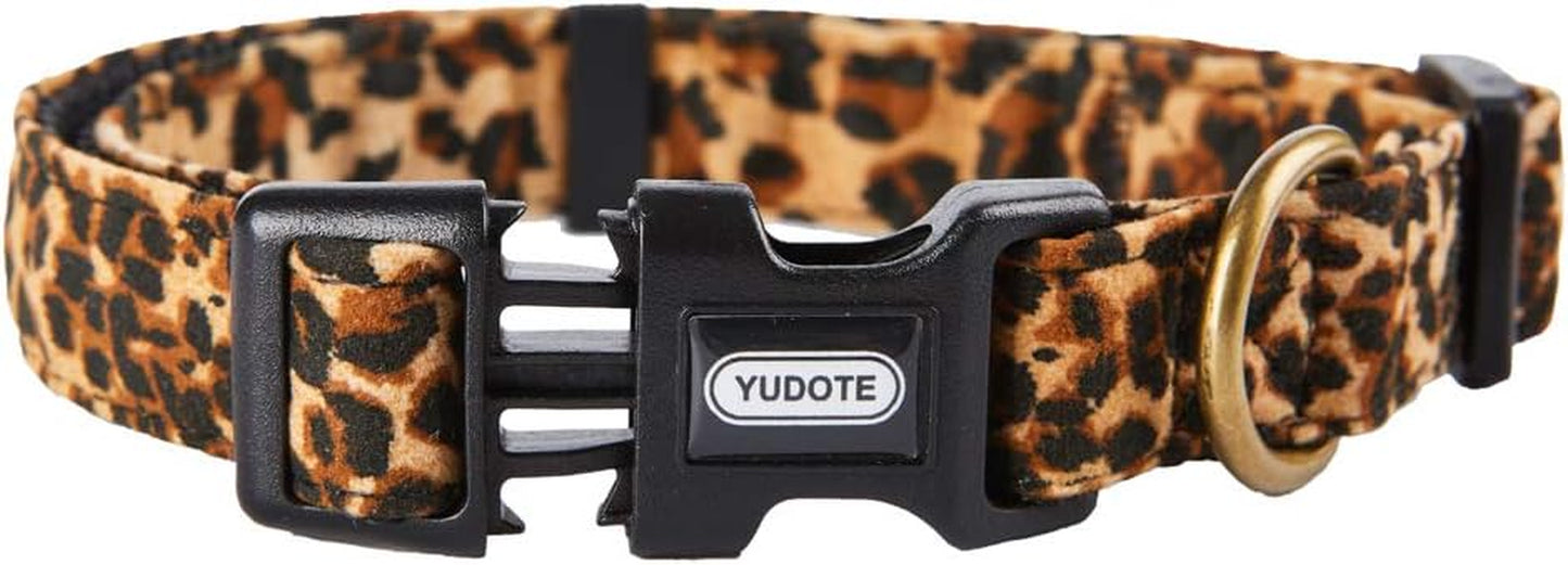 Flocking Fabric Dog Collar,Animal Print Leopard Pattern Pet Collar for Puppy or Medium Dog/Medium/Leopard