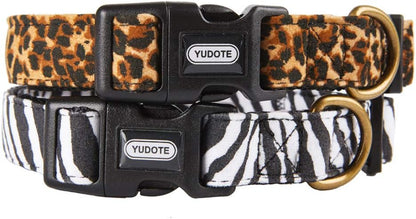 Flocking Fabric Dog Collar,Animal Print Leopard Pattern Pet Collar for Puppy or Medium Dog/Medium/Leopard