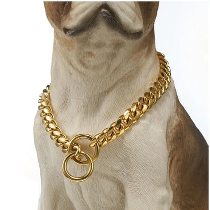 Luxury Dog Collar Gold Pet Necklace Dog Chain Choker for Pitbull Bulldog Teddy French Bulldog Metal Collar Pets Jewelry Products