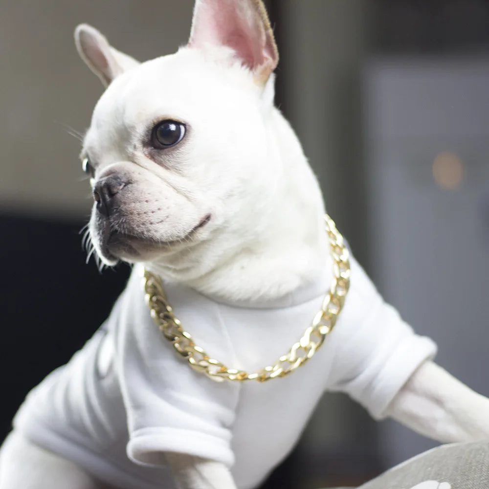 Luxury Dog Collar Gold Pet Necklace Dog Chain Choker for Pitbull Bulldog Teddy French Bulldog Metal Collar Pets Jewelry Products